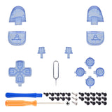 eXtremeRate Replacement D-pad R1 L1 R2 L2 Triggers Share Options Face Buttons, Crystal Clear Light Blue Full Set Buttons Compatible with ps5 Controller BDM-030/040/050 - Controller NOT Included - JPF1047G3