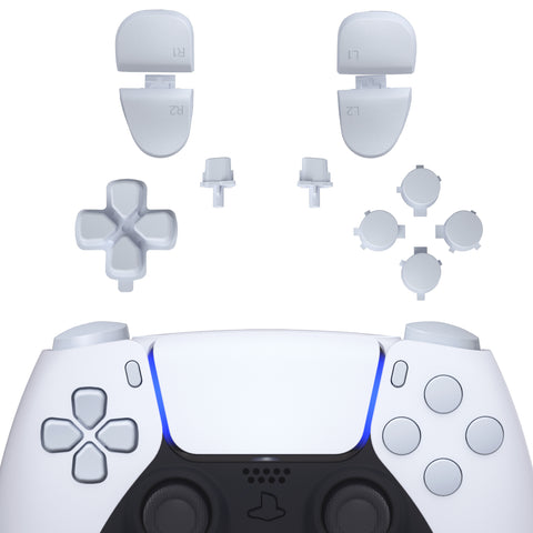 eXtremeRate Replacement D-pad R1 L1 R2 L2 Triggers Share Options Face Buttons, Original White Full Set Buttons Compatible with ps5 Controller BDM-030/040/050 - Controller NOT Included - JPF3025G3