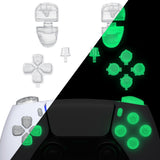 eXtremeRate Replacement D-pad R1 L1 R2 L2 Triggers Share Options Face Buttons, Glow in Dark - Green Full Set Buttons Compatible with ps5 Controller BDM-030/040 - Controller NOT Included - JPF3024G3