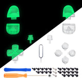 eXtremeRate Replacement D-pad R1 L1 R2 L2 Triggers Share Options Face Buttons, Glow in Dark - Green Full Set Buttons Compatible with ps5 Controller BDM-030/040/050 - Controller NOT Included - JPF3024G3
