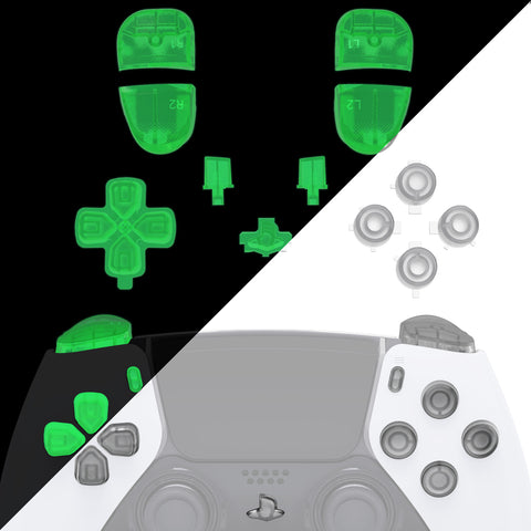 eXtremeRate Replacement D-pad R1 L1 R2 L2 Triggers Share Options Home Face Buttons Compatible with ps5 Edge Controller, Glow in Dark - Green Full Set Buttons Compatible with ps5 Edge Controller - JXTEGM007