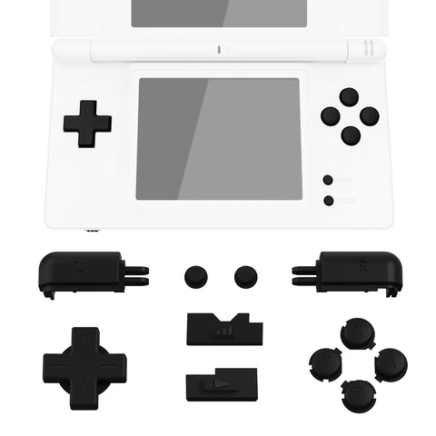 eXtremeRate Black Replacement Full Set Buttons for Nintendo DS Lite Handheld Console, Custom D-pad A B X Y Start Select R L Power Volume Keys for Nintendo DS Lite NDSL - Console NOT Included - DSLJ1002