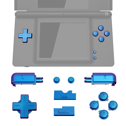 eXtremeRate Chameleon Purple Blue Replacement Full Set Buttons for Nintendo DS Lite Handheld Console, Custom D-pad A B X Y Start Select R L Power Volume Keys for Nintendo DS Lite NDSL - Console NOT Included - DSLJ1001