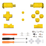 eXtremeRate Chrome Gold Replacement Full Set Buttons for Nintendo DS Lite Handheld Console, Custom D-pad A B X Y Start Select R L Power Volume Keys for Nintendo DS Lite NDSL - Console NOT Included - DSLJ2001