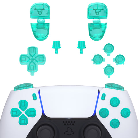 eXtremeRate Replacement D-pad R1 L1 R2 L2 Triggers Share Options Face Buttons, Emerald Green Full Set Buttons Compatible with ps5 Controller BDM-030/040/050 - Controller NOT Included - JPF3026G3