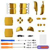 eXtremeRate Replacement Full Set Buttons for Steam Deck OLED Handheld Console - Chrome Gold - Green - JQCSLD001