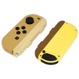 eXtremeRate Replacement Full Set Shell Case with Buttons & Wrist Strap Cover for Joycon of NS Switch - Monsters Brown & Yellow - CP340