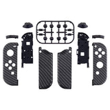 eXtremeRate Soft Touch Grip Black Silver Carbon Fiber Handheld Controller Housing With Full Set Buttons DIY Replacement Shell Case for NS Switch JoyCon & OLED JoyCon - Console Shell NOT Included - CS202