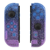 eXtremeRate Glitter Gradient Translucent Bluebell Joycon Handheld Controller Housing with Full Set Buttons, DIY Replacement Shell Case for NS Switch JoyCon & OLED JoyCon - Console Shell NOT Included - CP341