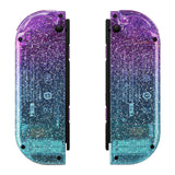 eXtremeRate Glitter Gradient Translucent Bluebell & Blue Joycon Handheld Controller Housing with Full Set Buttons, DIY Replacement Shell Case for NS Switch JoyCon & OLED JoyCon - Console Shell NOT Included - CP343