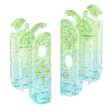 eXtremeRate Glitter Gradient Translucent Green Blue Joycon Handheld Controller Housing with Full Set Buttons, DIY Replacement Shell Case for NS Switch JoyCon & OLED JoyCon - Console Shell NOT Included - CP342