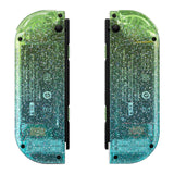 eXtremeRate Glitter Gradient Translucent Green Blue Joycon Handheld Controller Housing with Full Set Buttons, DIY Replacement Shell Case for NS Switch JoyCon & OLED JoyCon - Console Shell NOT Included - CP342