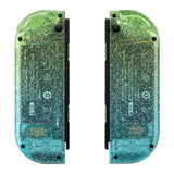 eXtremeRate Glitter Gradient Translucent Green Blue Joycon Handheld Controller Housing with Full Set Buttons, DIY Replacement Shell Case for NS Switch JoyCon & OLED JoyCon - Console Shell NOT Included - CP342