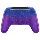 eXtremeRate Glitter Gradient Translucent Bluebell Faceplate Backplate Handles for NS Switch Pro Controller, Soft Touch Replacement Grip Housing Shell Cover With Full Set Buttons for NS Switch Pro - FRP357