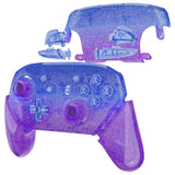 eXtremeRate Glitter Gradient Translucent Bluebell Faceplate Backplate Handles for NS Switch Pro Controller, Soft Touch Replacement Grip Housing Shell Cover With Full Set Buttons for NS Switch Pro - FRP357