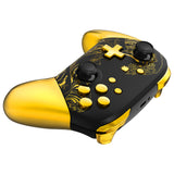 eXtremeRate The Great GOLDEN Wave Off Kanagawa - Black Faceplate Backplate Handles for NS Switch Pro Controller - Controller NOT Included - FRT109