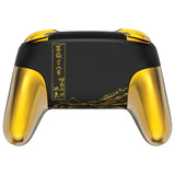 eXtremeRate The Great GOLDEN Wave Off Kanagawa - Black Faceplate Backplate Handles for NS Switch Pro Controller - Controller NOT Included - FRT109