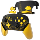 eXtremeRate The Great GOLDEN Wave Off Kanagawa - Black Faceplate Backplate Handles for NS Switch Pro Controller - Controller NOT Included - FRT109