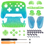 eXtremeRate Glitter Gradient Translucent Green Blue Faceplate Backplate Handles for NS Switch Pro Controller - Controller NOT Included - FRP358