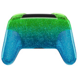 eXtremeRate Glitter Gradient Translucent Green Blue Faceplate Backplate Handles for NS Switch Pro Controller - Controller NOT Included - FRP358