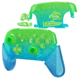 eXtremeRate Glitter Gradient Translucent Green Blue Faceplate Backplate Handles for NS Switch Pro Controller - Controller NOT Included - FRP358