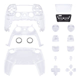 eXtremeRate Full Set Housing Shell with Buttons Touchpad Cover, Clear Custom Replacement Decorative Trim Shell Front Back Plates Compatible with ps5 Controller BDM-010 BDM-020 - Controller NOT Included - QPFM5001G2
