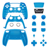 eXtremeRate Full Set Housing Shell with Buttons Touchpad Cover, Clear Blue Custom Replacement Decorative Trim Shell Front Back Plates Compatible with ps5 Controller BDM-010 BDM-020 - Controller NOT Included - QPFM5004G2
