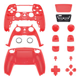 eXtremeRate Full Set Housing Shell with Buttons Touchpad Cover, Clear Red Custom Replacement Decorative Trim Shell Front Back Plates Compatible with ps5 Controller BDM-010 BDM-020 - Controller NOT Included - QPFM5002G2
