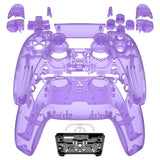 eXtremeRate Full Set Housing Shell with Action Buttons Touchpad Cover, Clear Atomic Purple Replacement Decorative Trim Shell Front Back Plates Compatible with ps5 Controller BDM-030/040/050 - QPFM5005G3