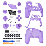 eXtremeRate Full Set Housing Shell with Action Buttons Touchpad Cover, Clear Atomic Purple Replacement Decorative Trim Shell Front Back Plates Compatible with ps5 Controller BDM-030/040/050 - QPFM5005G3