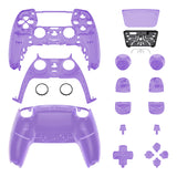 eXtremeRate Full Set Housing Shell with Action Buttons Touchpad Cover, Clear Atomic Purple Replacement Decorative Trim Shell Front Back Plates Compatible with ps5 Controller BDM-030/040/050 - QPFM5005G3