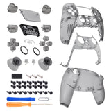 eXtremeRate Full Set Housing Shell with Action Buttons Touchpad Cover, Clear Black Replacement Decorative Trim Shell Front Back Plates Compatible with ps5 Controller BDM-030/040/050 - QPFM5007G3