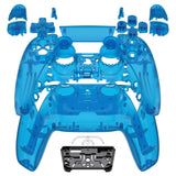 eXtremeRate Full Set Housing Shell with Action Buttons Touchpad Cover, Clear Blue Replacement Decorative Trim Shell Front Back Plates Compatible with ps5 Controller BDM-030/040/050 - QPFM5004G3