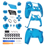 eXtremeRate Full Set Housing Shell with Action Buttons Touchpad Cover, Clear Blue Replacement Decorative Trim Shell Front Back Plates Compatible with ps5 Controller BDM-030/040/050 - QPFM5004G3