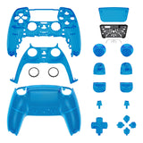 eXtremeRate Full Set Housing Shell with Action Buttons Touchpad Cover, Clear Blue Replacement Decorative Trim Shell Front Back Plates Compatible with ps5 Controller BDM-030/040/050 - QPFM5004G3