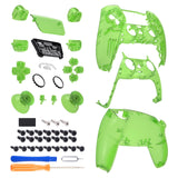 eXtremeRate Full Set Housing Shell with Action Buttons Touchpad Cover, Clear Green Replacement Decorative Trim Shell Front Back Plates Compatible with ps5 Controller BDM-030/040/050 - QPFM5003G3