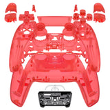 eXtremeRate Full Set Housing Shell with Action Buttons Touchpad Cover, Clear Red Replacement Decorative Trim Shell Front Back Plates Compatible with ps5 Controller BDM-030/040/050 - QPFM5002G3