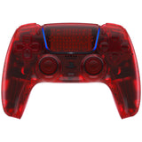 eXtremeRate Full Set Housing Shell with Action Buttons Touchpad Cover, Clear Red Replacement Decorative Trim Shell Front Back Plates Compatible with ps5 Controller BDM-030/040/050 - QPFM5002G3