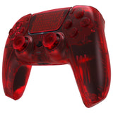 eXtremeRate Full Set Housing Shell with Action Buttons Touchpad Cover, Clear Red Replacement Decorative Trim Shell Front Back Plates Compatible with ps5 Controller BDM-030/040/050 - QPFM5002G3