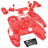 eXtremeRate Full Set Housing Shell with Action Buttons Touchpad Cover, Clear Red Replacement Decorative Trim Shell Front Back Plates Compatible with ps5 Controller BDM-030/040/050 - QPFM5002G3