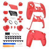 eXtremeRate Full Set Housing Shell with Action Buttons Touchpad Cover, Clear Red Replacement Decorative Trim Shell Front Back Plates Compatible with ps5 Controller BDM-030/040/050 - QPFM5002G3