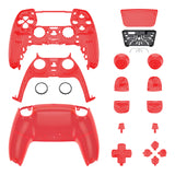 eXtremeRate Full Set Housing Shell with Action Buttons Touchpad Cover, Clear Red Replacement Decorative Trim Shell Front Back Plates Compatible with ps5 Controller BDM-030/040/050 - QPFM5002G3