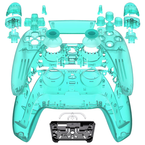 eXtremeRate Full Set Housing Shell with Action Buttons Touchpad Cover, Emerald Green Replacement Decorative Trim Shell Front Back Plates Compatible with ps5 Controller BDM-030/040/050 - QPFM5008G3