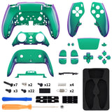 eXtremeRate Custom Replacement Full Set Shells with Buttons for PS5 Edge Controller - Chameleon Green Purple - QRHEGP010