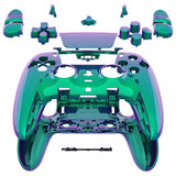 eXtremeRate Custom Replacement Full Set Shells with Buttons for PS5 Edge Controller - Chameleon Green Purple - QRHEGP010