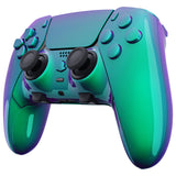 eXtremeRate Custom Replacement Full Set Shells with Buttons for PS5 Edge Controller - Chameleon Green Purple - QRHEGP010