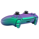 eXtremeRate Custom Replacement Full Set Shells with Buttons for PS5 Edge Controller - Chameleon Green Purple - QRHEGP010