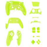 eXtremeRate Clear Lime Green Full Set Housing Shell with Buttons Touchpad Cover Compatible with ps5 Edge Controller, Custom Replacement Decorative Trim Shell Front Back Plates Compatible with ps5 Edge Controller - QRHEGM008