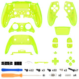 eXtremeRate Clear Lime Green Full Set Housing Shell with Buttons Touchpad Cover Compatible with ps5 Edge Controller, Custom Replacement Decorative Trim Shell Front Back Plates Compatible with ps5 Edge Controller - QRHEGM008