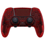 eXtremeRate Clear Red Full Set Housing Shell with Buttons Touchpad Cover Compatible with ps5 Edge Controller, Custom Replacement Decorative Trim Shell Front Back Plates Compatible with ps5 Edge Controller - QRHEGM006